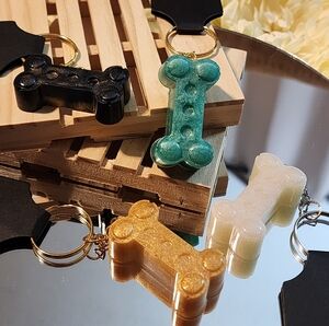 Dog Lover Bone Keychain Handmade Epoxy Resin